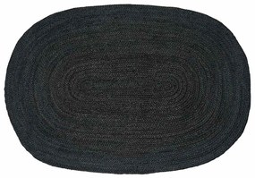 vidaXL Tapetes de área Oval Preto 100 x 152 cm Juta