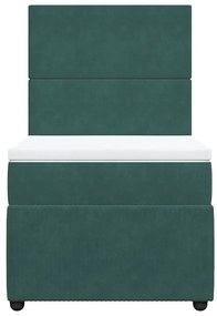 Cama com molas/colchão 100x200 cm veludo verde-escuro