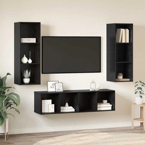vidaXL Conjunto de Estantes para TV 3 pcs Carvalho preto