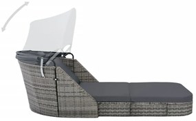 Espreguiçadeira com toldo vime PE antracite