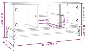 Móvel de TV Yola - Com Portas de Vidro - Cor Castanho - 102x37x50 cm -