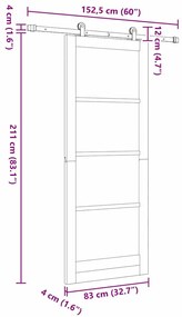 Porta Deslizante vidaXL com Conjunto de Ferragens 'ORKDAL'83x211 cm