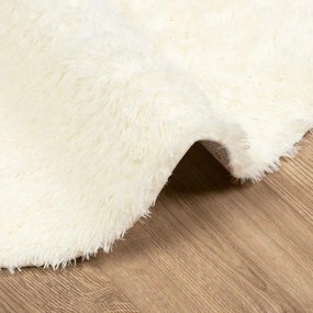 Tapete shaggy de pelo alto NAVARRA 240x240 cm poliéster creme