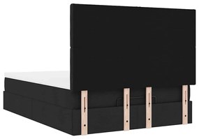 Estrutura de cama otomana com colchão 140x190 cm tecido preto