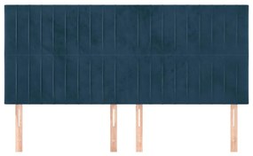 Cabeceira de cama 4 pcs veludo 90x5x78/88 cm azul-escuro
