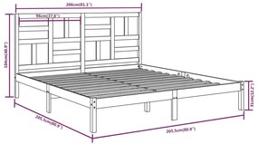 Estrutura de cama 200x200 cm madeira maciça cinzento