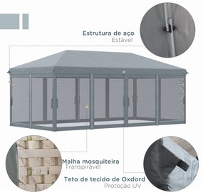 Tenda Dobrável 585x295x270 cm Tenda de Jardim com 6 Mosquiteiros Bolsa