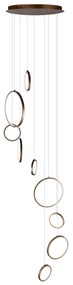 Candeeiro suspenso de design bronze escuro 9 luzes incluindo LED regulável em 3 níveis - Vide Anella Moderno