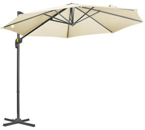 Outsunny Chapéu de Sol Excêntrico com Rotação 360° Inclinação e Manivela Varanda Ø293x248cm Bege