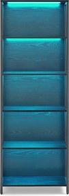Estante de 6 prateleiras com luzes LED ajustáveis 30,3 x 60 x 178 cm preta
