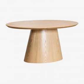Mesa De Jantar Oval 160-200x100 Cm Extensível Em Mdf E Chapa Gala Madeira Natural - Sklum