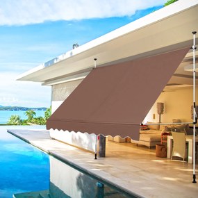 Toldo Telescópico e Retrátil 300 x 120 cm Resistente aos Raios UV Impermeável com Manivela Manual e Altura Ajustável para Janela Varanda castanho