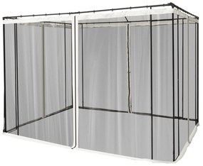 4 Painéis Laterais 302x207 cm para Tenda de Jardim Mosquiteira para Gazebo com Zíperes e Anéis Pretos