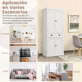 Armario arrumação com estantes reguláveis de 2 portas com gaveta para sala de estar Sala de jantar e corredor 76 x 40 x 183 cm Branco