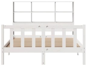 Cama com estante sem colchão 140x200 cm pinho maciço branco