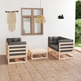 vidaXL 5 pcs conjunto lounge de jardim c/ almofadões pinho maciço