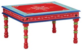 VidaXL Mesa de centro pintada à mão mangueira maciça vermelho