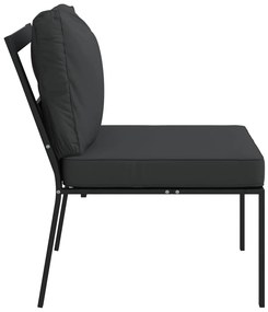 Cadeiras de jardim c/ almofadões cinzentos 2 pcs 60x74x79cm aço