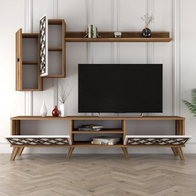 Móvel de TV ClassS – Nogueira e Branco – 180 cm x 44 cm x 35 cm