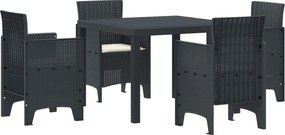 vidaXL Conjunto de Jantar para Jardim 5 pcs Antracite Polipropileno