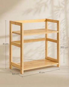 Estante para especiarias 18,6 x 41 x 41 cm com 2 prateleiras em bambu bege natural