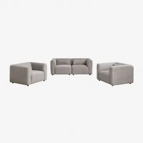 Conjunto De Sala Com Sofá Modular De 2 Peças E 2 Poltronas Fogler Bombazina Cinzento Toupeira Claro - Sklum
