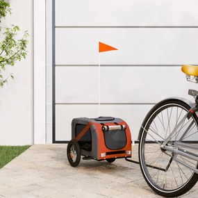 vidaXL Reboque bicicleta p/ animais tecido oxford/ferro laranja/cinza