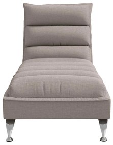 Chaise lounge massagem c/ almofadões tecido cinza-acastanhado