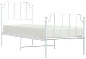 Estrutura de cama com cabeceira e pés 75x190 cm metal branco