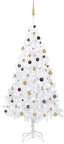3077543 vidaXL Árvore Natal artificial pré-iluminada c/ bolas branco