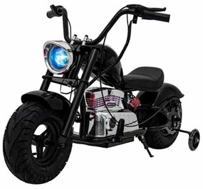 Mota elétrica infantil de 24V Chopper Warrior pneus pneumáticos e assento em pele sintética Preta