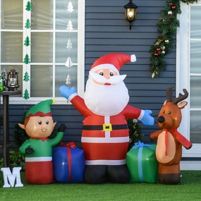 Decoração de natal inflável de 2 m de Papai Noel, Elfos e Renas com luzes LED