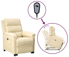 vidaXL Poltrona elevatória tecido cor creme