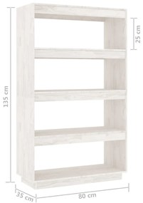 Estante/divisória 80x35x135 cm madeira de pinho maciça branco