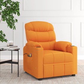 vidaXL Poltrona elevatória de massagens tecido amarelo-escuro