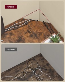 Secretária 120 x 130 x 76 cm com 2 prateleiras castanho vintage-preto