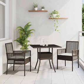 vidaXL Conjunto de Jantar de Jardim de 3 Peças em Rattan e Poliéster Marrom