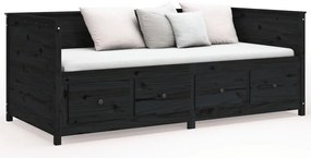 Sofá-cama 90 x 200 cm madeira de pinho maciça preto