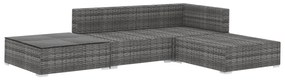 Conjunto lounge de jardim c/ almofadões 4 pcs vime PE cinzento