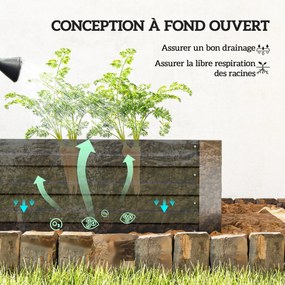 Floreira retangular de aço galvanizado com suportes para tomates e plantas trepadeiras, 180 x 90 x 29,5 cm preto