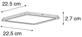 Candeeiro de tecto preto 22,5 cm com LED 3 níveis regulável IP44 - Steve Moderno