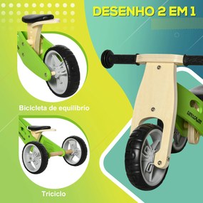 AIYAPLAY Bicicleta sem Pedais de Madeira 2 em 1 para Crianças acima de 18 Meses Triciclo Infantil com Assento Ajustável de 22-26cm Carga Máxima 20kg 6