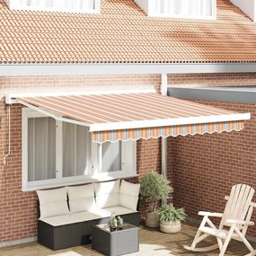 vidaXL Toldo Retrátil Automático Listrado Multicolorido 350x250 cm