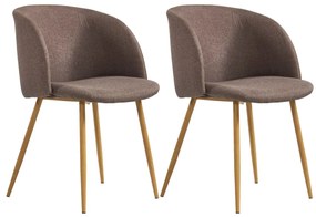 vidaXL Cadeiras de jantar 2 pcs tecido castanho
