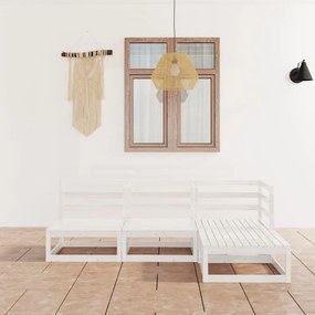 vidaXL 4 pcs conjunto lounge de jardim pinho maciço branco