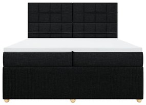 Cama com molas/colchão 200x200 cm tecido preto