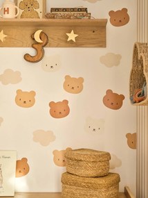 Lote de 20 autocolantes de ursinhos e nuvens bege