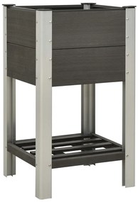 vidaXL Canteiro elevado jardim c/ prateleira 50x50x90 cm WPC cinzento