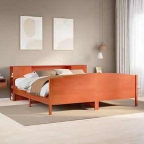 Cama com estante sem colchão 200x200 cm pinho maciço
