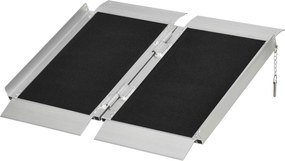 Rampa Dobrável para Cadeira de Rodas, 65 x 74 x 5,5 cm, Superfície Antiderrapante, Preta